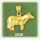 14K Gold Polished Cow Charm