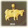 14K Gold Textured Cow Charm