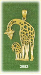 14K Gold Outlined Giraffe w/Calf Charm