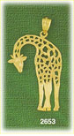14K Gold Outline Giraffe Charm