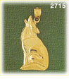 14K Gold Howling Coyote Charm