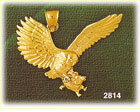 14K Gold Eagle Clutching Rodent Charm