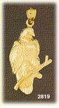 14K Gold Eagle Perched On Branch Charm