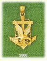 14K Gold Eagle Anchor Cross Charm