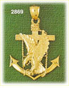 14K Golden Eagle w/Anchor Charm