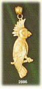 14K Gold Umbrella Cockatoo Bird Charm