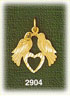 love birds w/heart charm