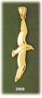 14K Gold Flying Bird Charm