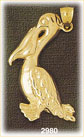 14K Polished Gold Pelican Bird Charm