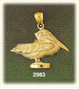 14K Gold Brown Pelican Bird Charm