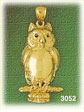 14K Gold Hoot Owl Bird Pendant