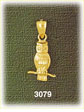 14k gold 3d owl bird charm