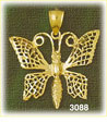 14k gold butterfly with pointed wings charm