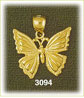 14k gold butterfly with solid wings charm