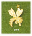 14K Gold Honey Bee Insect Charm
