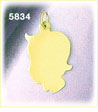 14K Gold Girl Face Plate Charm