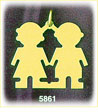 14Kt Gold Engraveable Twin Boy And Girl Plate Charm