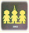 14K Gold Engraveable Triplet Plate Charm
