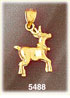 14K Gold 3D Reindeer Charm