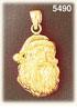 14K Gold 3D Santa Claus Face Pendant