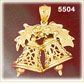 14K Gold Christmas Bells w/Holly Charm