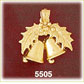 14K Gold Christmas Bells & Holly Charm