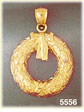 14K Gold Christmas Decorative Wreath Pendant