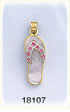 14K Gold Mother of Pearl & Pink Sapphire Flip Flop Diamond Charm