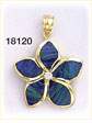 14K Gold Opal Flower Diamond Pendant