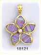 14K Gold Pink Opal Flower Diamond Charm