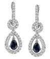 14K White Gold Blue Sapphire Diamond Earrings