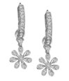 14K White Gold Diamond Flower Earrings