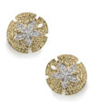 14K Yellow Gold Diamond Sand Dollar Earrings