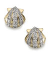 14K Yellow Gold Diamond Shell Earrings