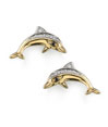 14K Yellow Gold Diamond Dolphin Earrings