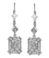 14K White Gold Dangle Drop Diamond Earrings