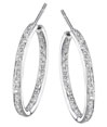 14K White Gold Diamond Hoop Earrings