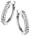 14K White Gold Hoop Diamond Earrings