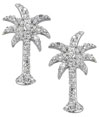 14K White Gold Diamond Palm Tree Earrings