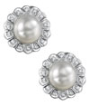 14K White Gold Diamond Circle Earrings w/Opal Center Stone