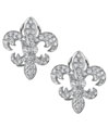 14K White Gold Diamond Fleur De Lis Earrings