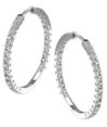 14Kt White Gold Hoop Diamond Earrings