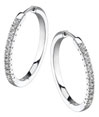 14Kt White Gold Diamond Hoop Earrings