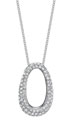 14K White Gold Diamond Oval Necklace