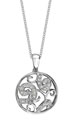 14K White Gold Diamond Round Medallion Necklace