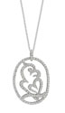 14K White Gold Heart Diamond Oval Necklace
