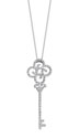 14K White Gold Diamond Key Necklace