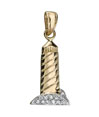 14K Yellow Gold Diamond Lighthouse Pendant