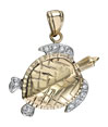 14K Yellow Gold Diamond Turtle Pendant