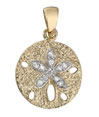 14K Yellow Gold Diamond Sand Dollar Charm